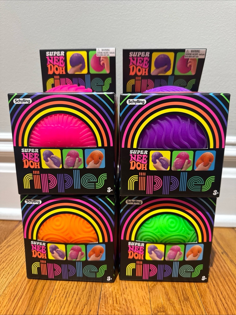 Super NeeDoh Ripples Sensory Stress Ball - Purple, Pink, Orange, Green